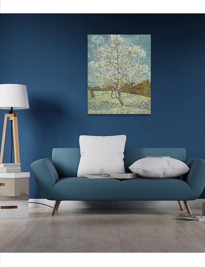 DECORARTS - The Pink Peach Tree, Vincent Van Gogh Art Reproduction. Giclee Canvas Prints Wall Art for Home Decor 30x24