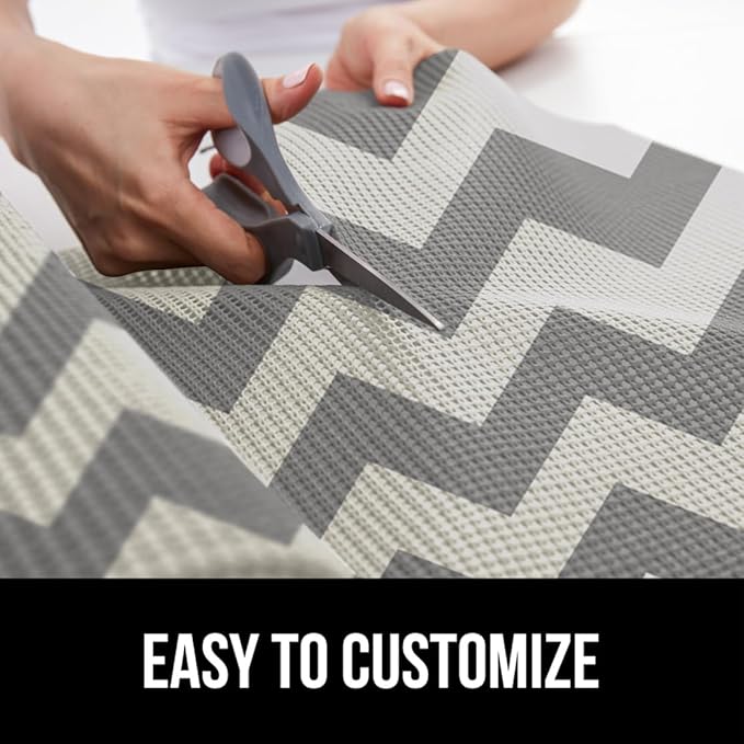 GORILLA GRIP powerGRIP Drawer Shelf and Cabinet Liner, Thick Strong Hold, Non-Adhesive Liners Protect Kitchen Cabinets and Cupboard, Bathroom Drawers, Easy Install, Breathable Mat, 20" x30', Chevron