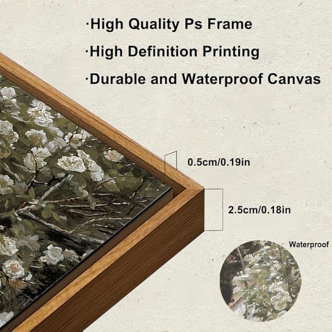 KBKBART Framed Vintage Canvas Wall Art, Retro French Country Garden Women Flower Classical Painting Bedroom Art Print, Rustic Vintage Wall Decor Ready To Hang for Bathroom, Living Room, Office,