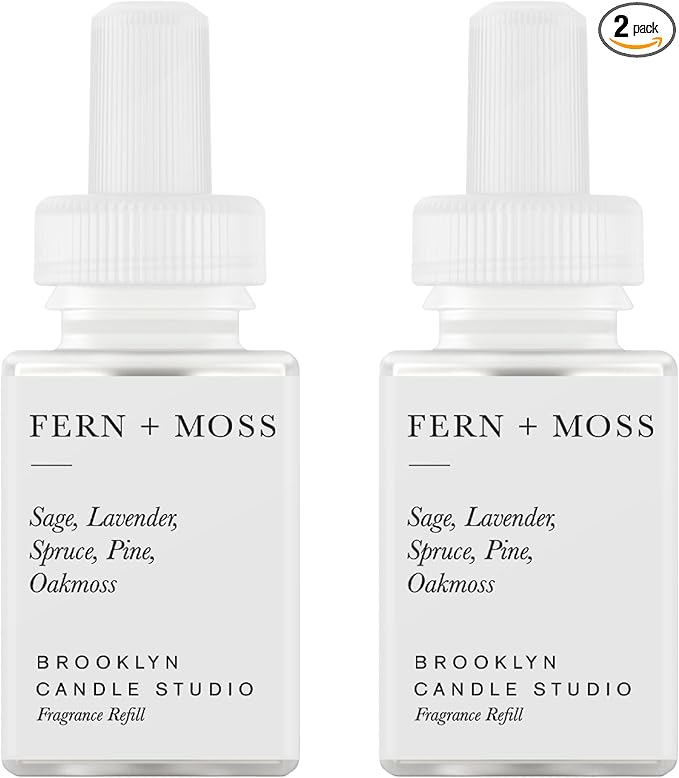 Pura & Brooklyn Candle Studio Home Scent Refill - Smart Air Diffuser - Up to 120-Hours of Luxury Fragrance per Refill - Home Essential - Clean & Safe Diffuser Fragrance - 2 Pack, Fern & Moss