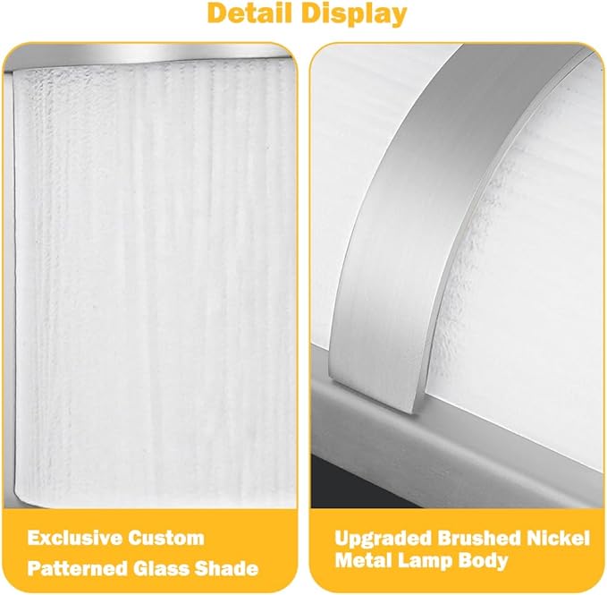 LED Bathroom 16 Inch Vanity Lighting Fixtures | CRI 90 4000K Brushed Nickel Wall Sconce Set of Two with White Frosted Glass Shade | 120V 15W 1200LM Dimmable with Dimmer Switch(not Included)