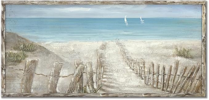 Beach Canvas Print Artwork Coastal Ocean Blue Abstract Seascape Picture Wall Art Painting for Bathroom Office Bedroom(60"*30")