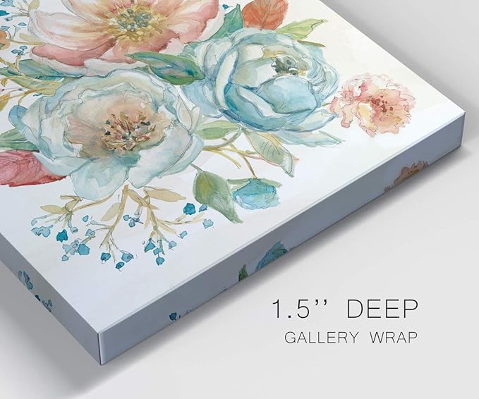 Wexford Home Square Premium Gallery Wrapped Canvas Flower Multicolor Wall Art Abstract Floral Romance Modern Pictures Print for Home Office, Ready to Hang, rose garden II, 16x16