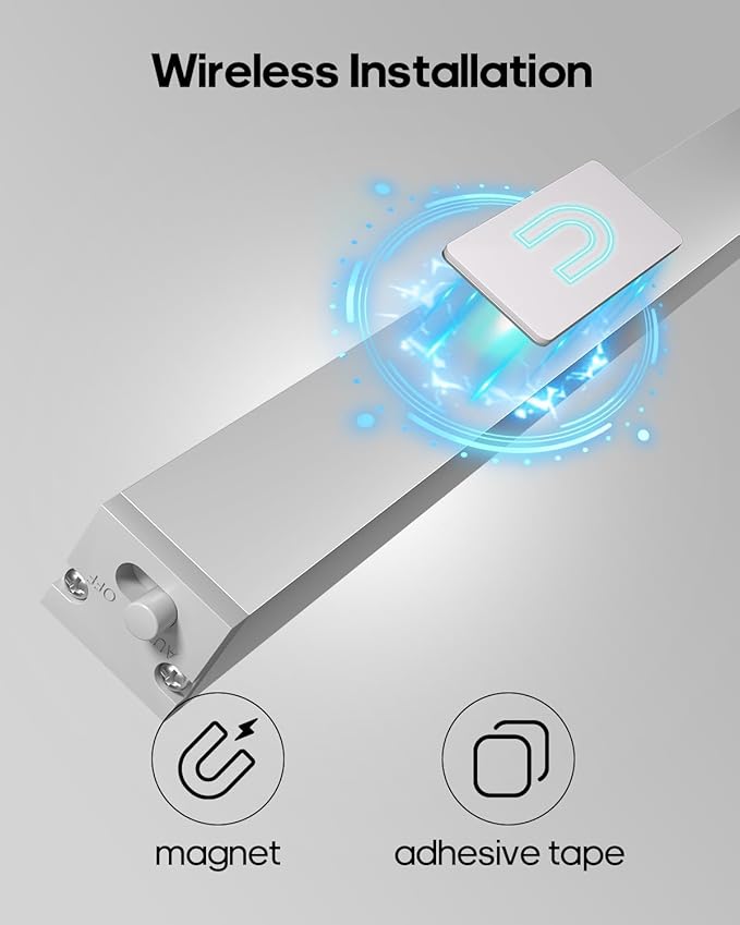 Led Under Cabinet Lights Wireless, 7’’ Rechargeable Motion Sensor Light Indoor, Dimmable Closet Lights for Cabinets, Bookshelf, Stair, Hallway Warm White 3 pcs