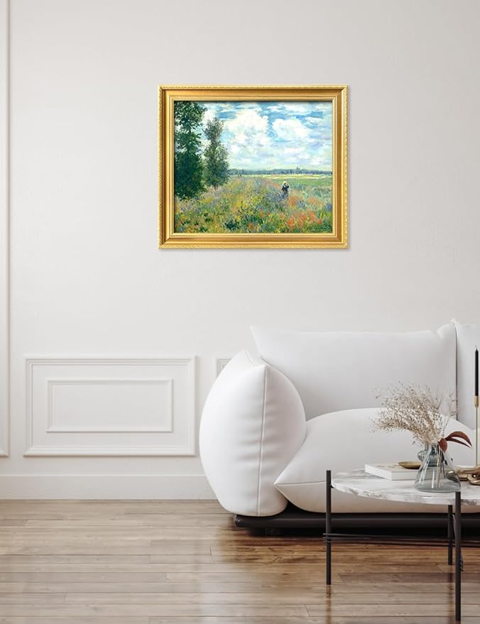 DECORARTS - Claude Monet Poppy Fields Near Argenteuil Giclee Print with Gold Solid Wood Frame, Impressionist Large Framed Wall Art, Ready to Hang, Framed Size28.75x24.75, Made in USA