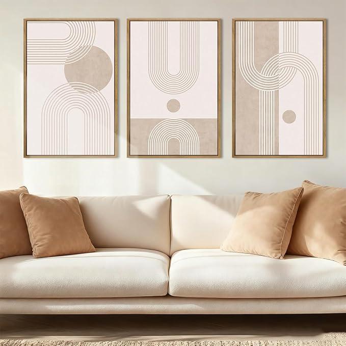 ANHUIB Neutral Wall Art Modern Boho Wall Decor Abstract Line Artwork 16x24 Inch Set of 3 for Living Room Bedroom Dining Room