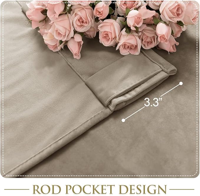 StangH Back Tab Camel Beige Velvet Curtains Room Darkening Privacy Panels for Living Room Sliding Door, Elegant Home Decoration for Nursery Kids/Study Room, W62 x L84, 2 Panels