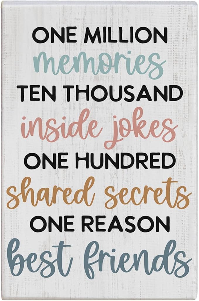 Simply Said, INC Friendship Small Talk Rectangles Sign, One Million Memories, One Reason: Best Friends, 3.5 x 5.25 inch Wood Plaque, Made in USA