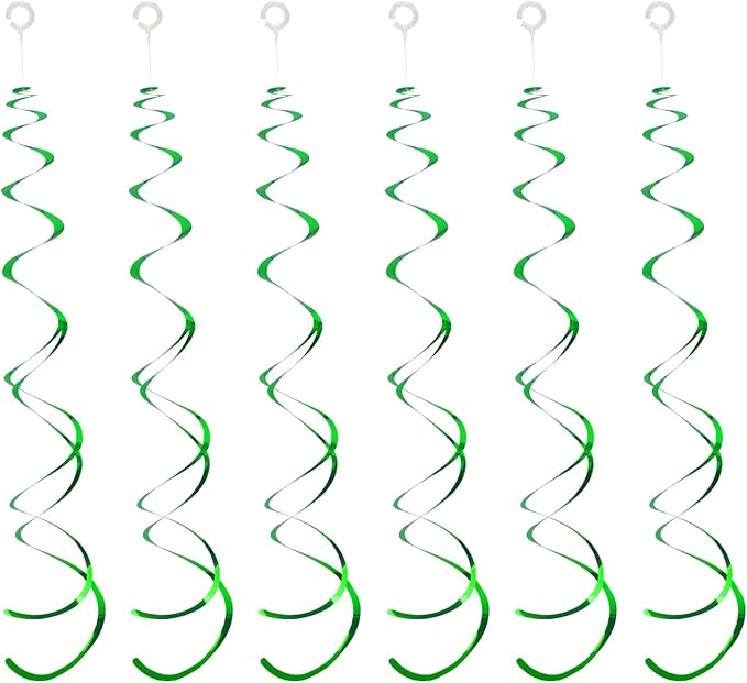 30 Pieces Green Party Hanging Swirls, Plastic Streamer Ceiling Decorations Wedding Baby Shower Birthday Party Decorations