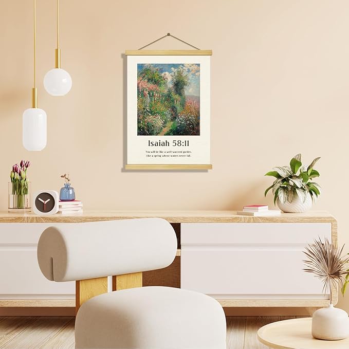 Vintage Christian Canvas Poster, Isaiah 58:11 Canvass Poster Wood Hanger, Christians Wall Art, Bible Verse Posters, Modern Canvas Posters Decors, Home Decor Accent, Christian Gift