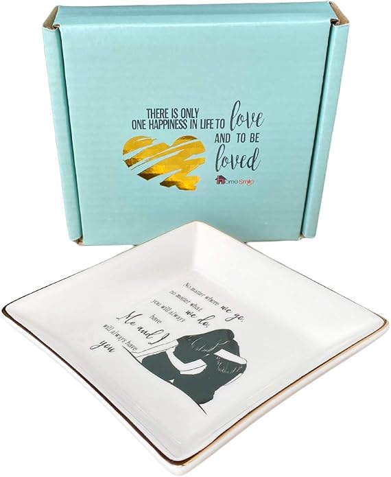 HOME SMILE Ceramic Ring Dish Jewelry Tray for Mom Sister Friends