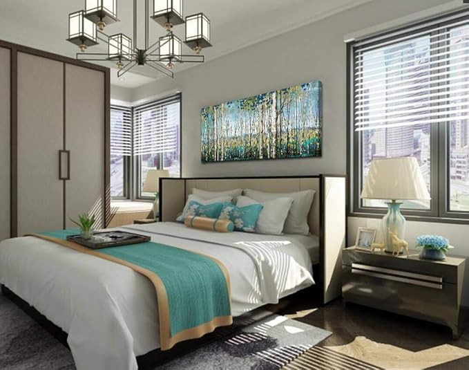 Forest & Mountain Wall Art Green Framed Nature Landscape Pictures for Living Room, Bedroom & Office Large Paintings Wall Decor Tree and Artwork for Wall Decor