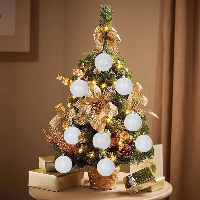 12PCS 3.15" Christmas Ball Ornaments Shatterproof Pearl White Christmas Tree Decorations Xmas Tree Balls Halloween Ornaments Décor