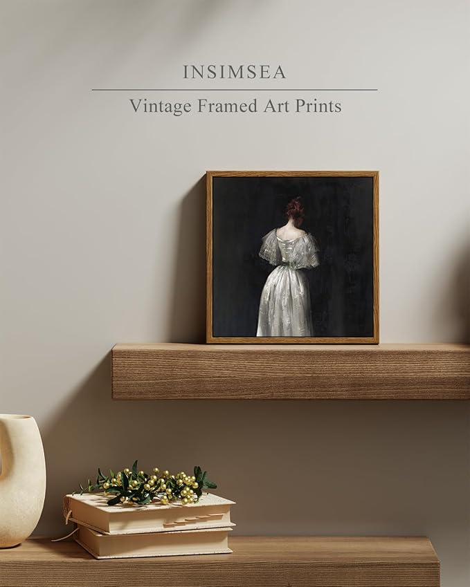 InSimSea Square Framed Canvas Wall Art, Seventeenth Century Lady Portrait Paintings, Classical Women Wall Pictures for Bedroom Bathroom, Canvas Prints Artwork, Vintage Home Decor 9"x9"