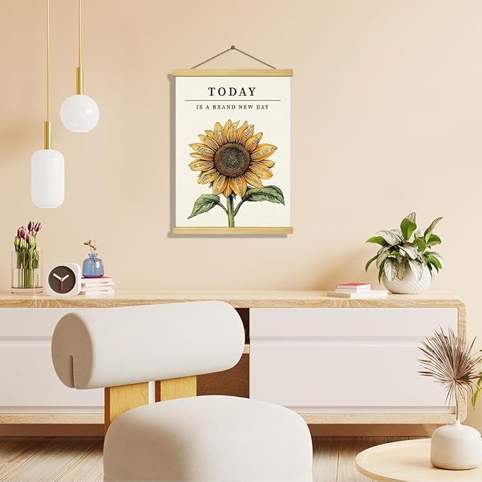 Inspirational Canvas Poster, Motivational Home Office Decorate, Classroom Decor, Flower Canvas Wall, Positive Mindset Canvass Banner, Farmhouse Hanging Decor