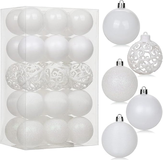 30PCS 2.36" Christmas Ball Ornaments Shatterproof Pearl White Christmas Tree Decorations Xmas Tree Balls Halloween Ornaments Décor