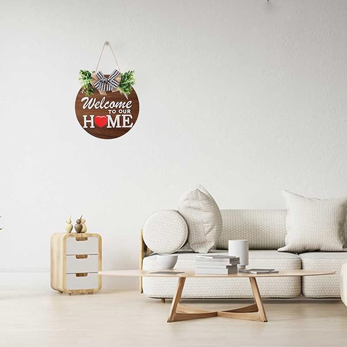 Rustic Round Wood Wreath, Seasonal Sign for Home, Farmhouse Seasonal Wreath