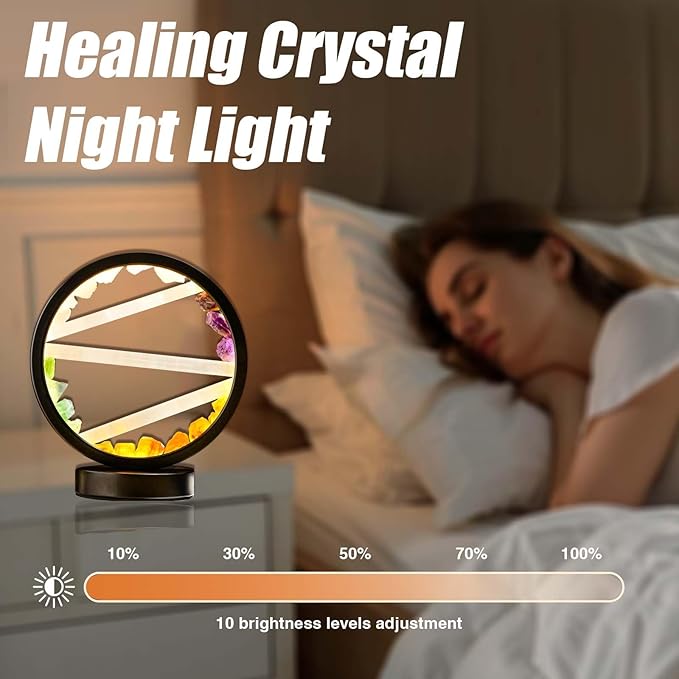 Runyangshi Crystal Table Lamp Night Light Natural Selenite & Colour Crystal Raw Stone Bedside Lamp with 3 Adjustable Light Colours Suitable for Home Decoration, Bedroom Office Desk Lighting