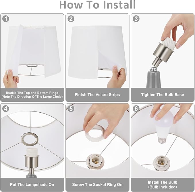 Seealle Modern Ceramic Table Lamps for Night Stands - Bedside Lamps Set of 2 for Nightstand, 19.4" Grey Bedroom Lamp for Living Room Cute Desk End Table Office Guest Room Dresser Rocker Swtich