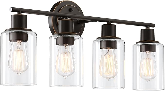 4-Light Oil Rubbed Bronze Bathroom Lighting Fixtures Over Mirror 4-Light Bathroom Vanity Light Oil Rubbed Bronze Vanity Wall Sconce Over Sink