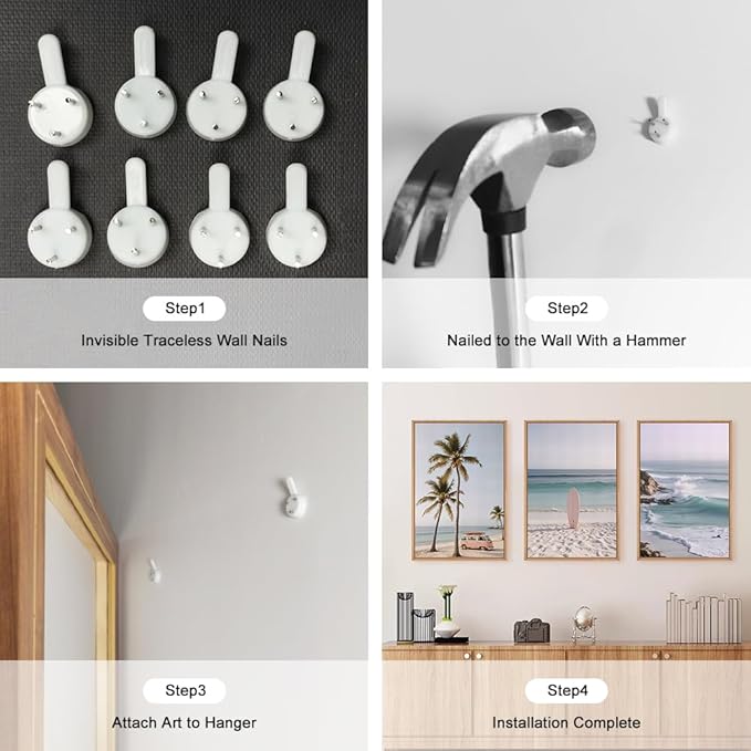 HPINUB Beach Seascape Framed Canvas Wall Art Set,Palm Tree Surfboard Nature Wall Decor,Modern Coastal Landscape Artwork Relax Summer Ocean Art Print for Living Room,Bedroom,Bathroom Decor-24 x36 x3