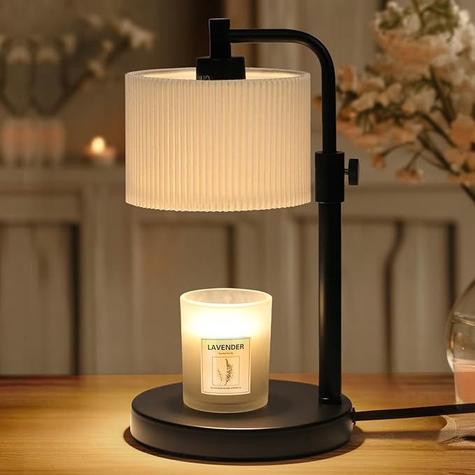 Candle Warmer Lamp with Timer, Candle Wax Warmer Adjustable Height Candle Lamp Warmer for Jar Candles, House Warming Gifts Home Decor Gifts for Women (Black-Upgrade)