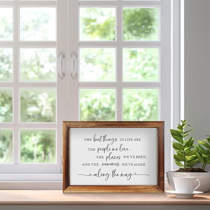 CHDITB The Best Things In Life Framed Wood Sign Plaque(16"×11"), Wooden Wall Table Sign with Scripture Bible Verse Quotes, Vintage Family Sign Housewarming for Home Bedroom Farmhouse Guest Room