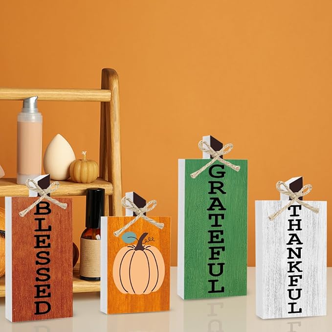 Fall Decorations for Home Thanksgiving Decorations Indoor Fall Gifts for Women Men Autumn Decor Pumpkin Fall Table Decor Sign for Farmhouse Harvest Kitchen Bathroom Bedroom Office