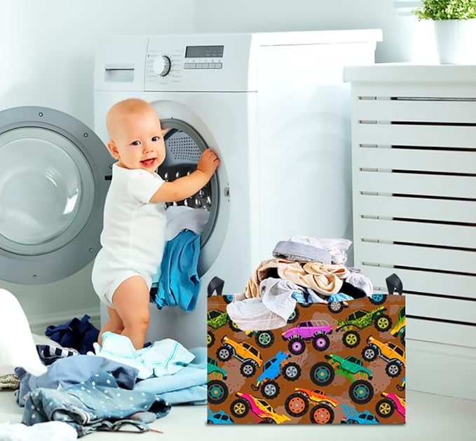 CLOCOR Rectangular Easter Gift Basket Empty,Waterproof Toy Bin,Books Box,Room Decor(Truck)