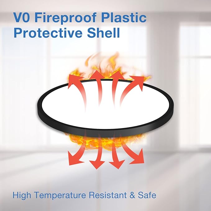 15.8 Inch Black Flush Mount Ceiling Light Dimmable, 6 Pack, 24W, 3 Color Temperature Seletable, ETL