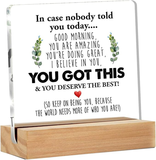 GTGIC Inspirational Desk Sign - Motivational Quote - Clear Acrylic - 4 x 4 Inches - Modern Theme - Tabletop Decorative Sign