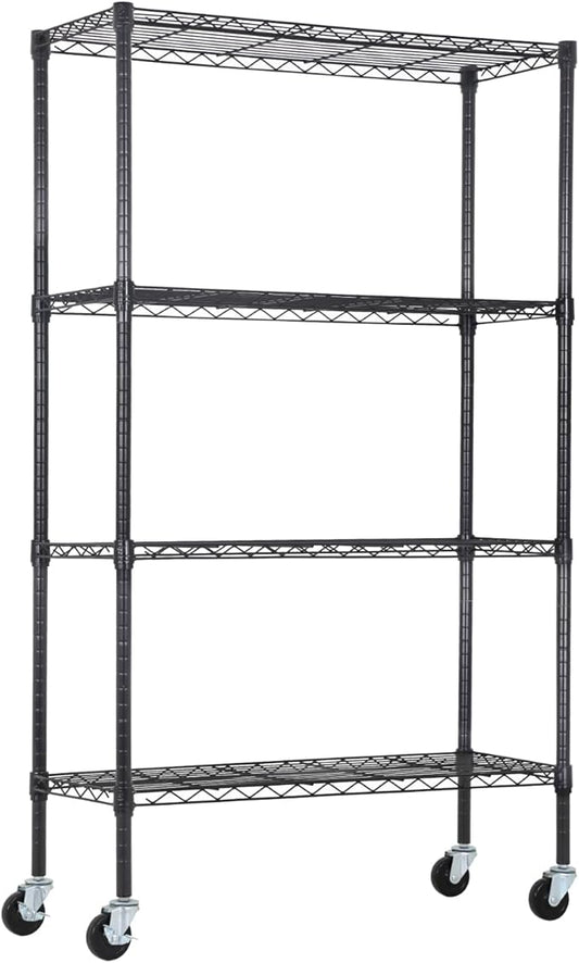 PayLessHere | 4-Tier Wire Shelf | 36"x14"x62" | Black | Adjustable Racks | Heavy-Duty Storage Shelves, Holds Upto 1400 lbs | Rust-Resistant, No-Tool Assembly | for Home, Garage Shelving
