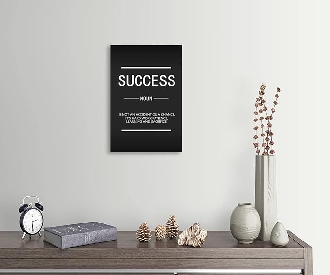 Inspirational Success Wall Art Motivational Entrepreneur Quotes Canvas Print Poster Framed Wooden Artwork Home Office Decoration[12''W X 18''H]