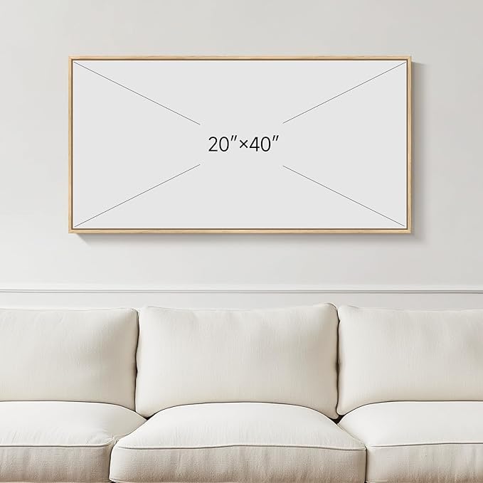 Framed Boho Beach Coastal Wall Art for Living Room, Large Neutral Ocean Canvas Artworks for Walls, Horizontal Abstract Minimalist Coastal Art Print for Bedroom Kitchen Office Wall Decor, 20x40 Inch