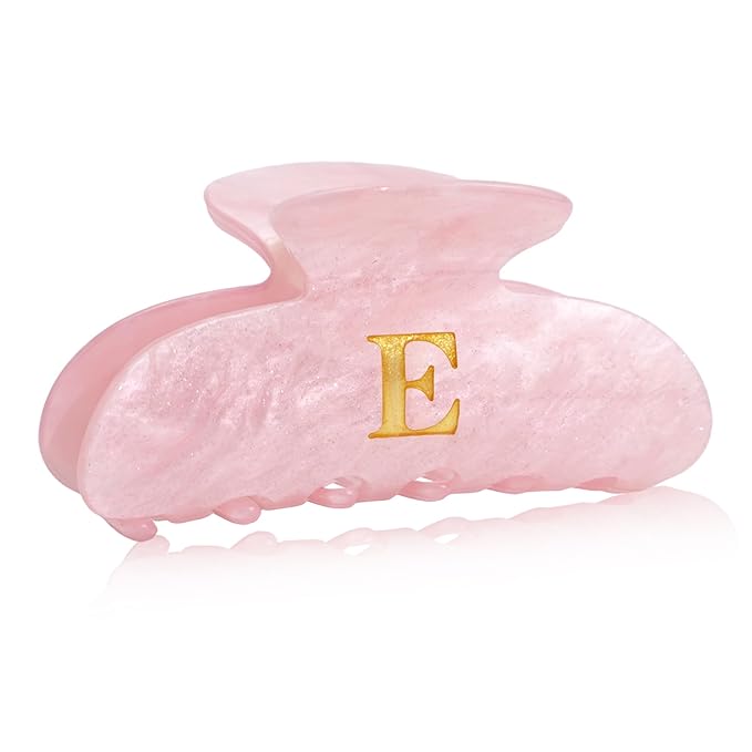 Engagement Gifts for Couples - Initial Cute Hair Clips, Elegant Pink Hair Claw Clips, Fashion Durable Hair Clips, Wedding Gift, Girlfriend Bridesmaid Gifts, Birthday, Christmas Gift, Letter E