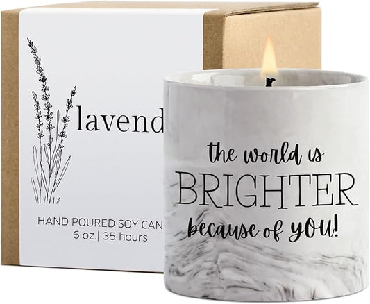 FreeJac Friendship Lavender Candle - Thank You Gift for Women, Moms, Best Friends & Teachers - 6 Oz Inspirational Lavender Candle Jar