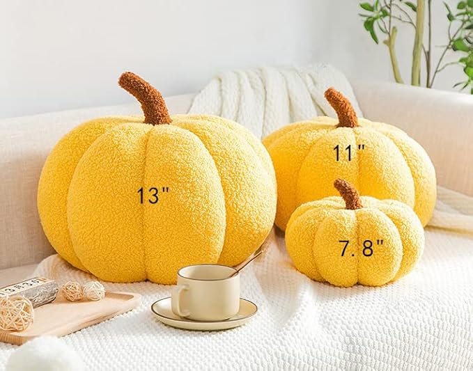 3D simulated pumpkin pillow plush pillow sofa cushion (11inch, Red)