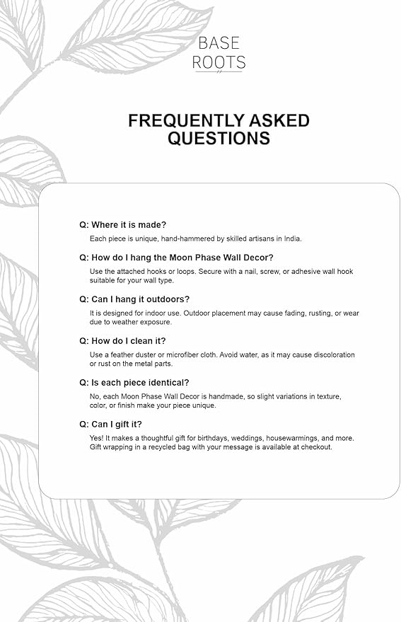 BASE ROOTS Moon Phase, Silver Wall Decor for Bedroom & Living Room, Bohemian Wall Decor, Handmade Hammered Metal 34" 7 Phases Moon, Celestial Wall Art, Gift for Women & Kids