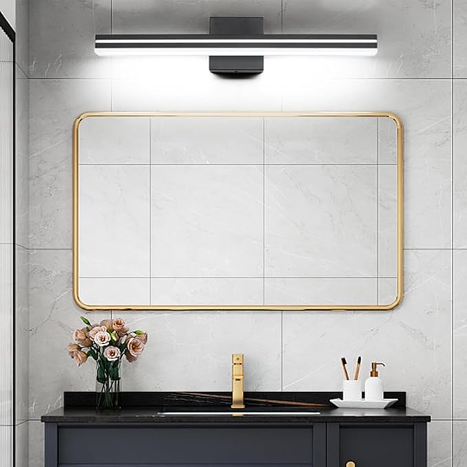 SineRise 24-Inch LED Modern Bathroom Vanity Light Bar, Matte Black Modern Acrylic Bathroom Wall Lighting Fixtures Over Mirror (Cool White 6000K)