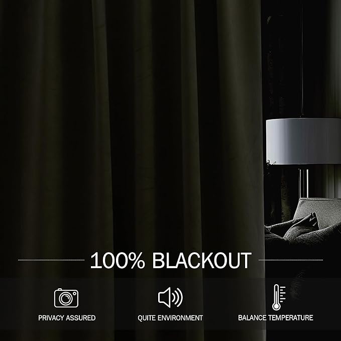 StangH Sage Green Blackout Curtains 96 inches Long, Super Soft Thick Velvet Thermal Insulated Soundproof for Bedroom Living Room Back Tab Hook Belt for Track System, W52 x L96, 2 Panels