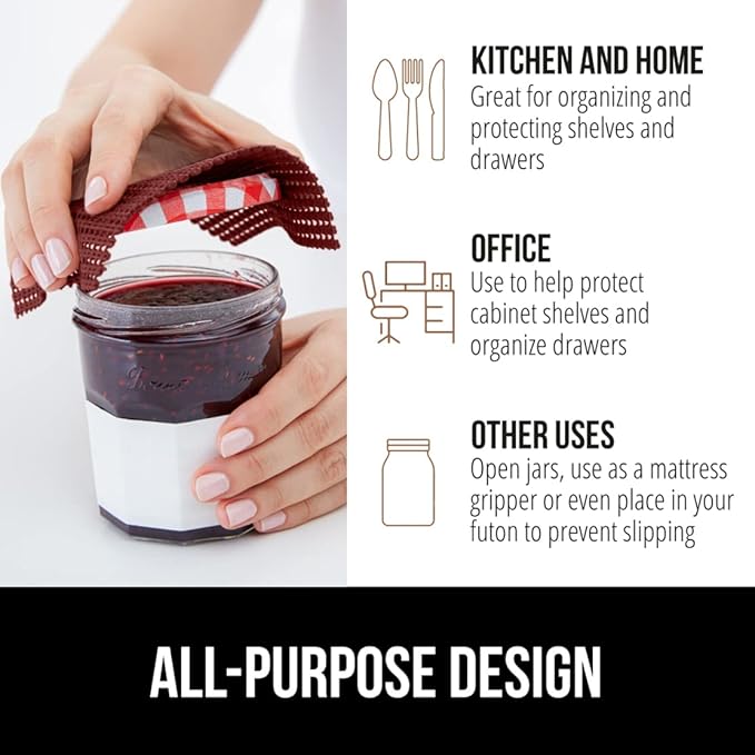 GORILLA GRIP powerGRIP Drawer Shelf and Cabinet Liner, Thick Strong Hold, Non-Adhesive Liners Protect Kitchen Cabinets and Cupboard, Bathroom Drawers, Easy Install, Breathable Mat, 12" x20', Red