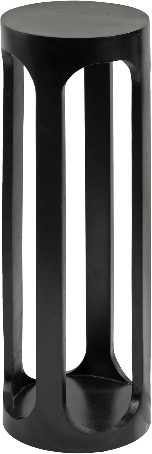 Kate and Laurel Dahl Modern Wooden Round Drink Table; 8 x 23; Black; Transitional Circle Wood Accent Pedestal Table for Living Room Plant Stand or Small Bedroom Nightstand