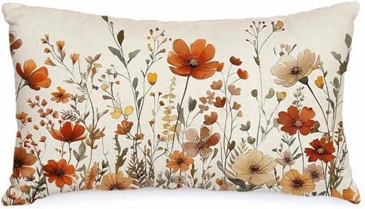 AACORS Fall Pillow Cover 12x20 Inch Floral Decoration Pillow Case Autumn Seasonal Decor for Home Sofa Couch AA730-12