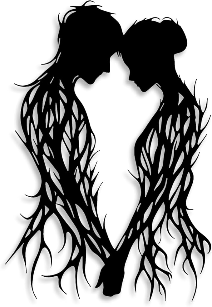 LIYOUYA Branch Couple Metal Wall Decor - Modern Love Room Decor Black Wall Art Home Decor for Living Room, Bathroom, Bedroom, Dining Room (Black)