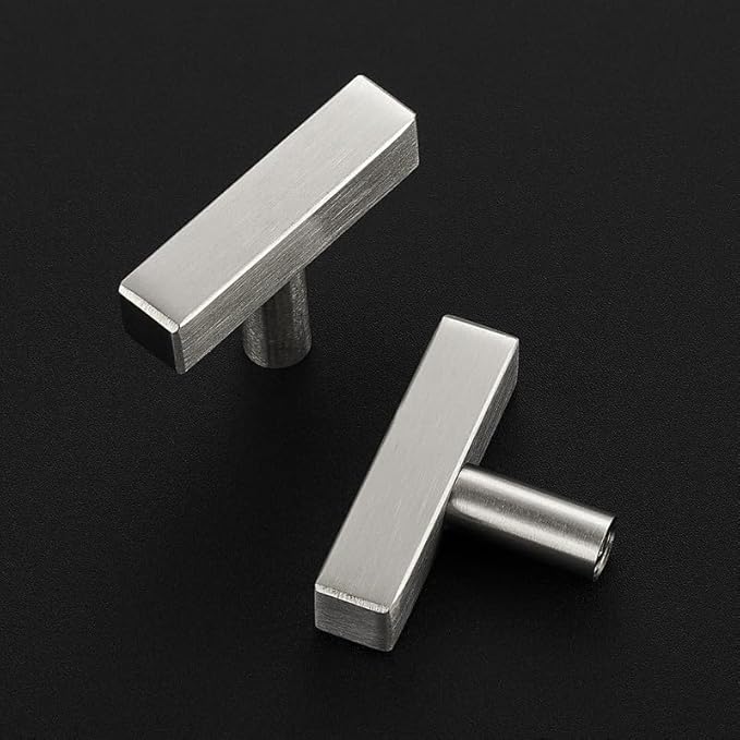 3 Pack Silver Cabinet Knobs - Sqaure Bar Cabinet Pulls Brushed Nickel Knobs for Kitchen Drawer Stainless Steel Dresser Pulls for Kitchen Hardware 2in Length Single Hole