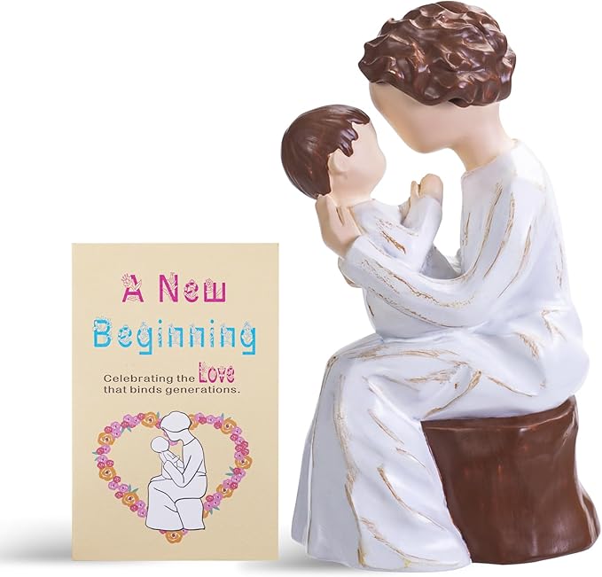 Grandma Gifts,Hand-Painted Resin Sculpture of Grandmother Holding Baby, to Celebrate New Beginnings, Newborns, and Loving Family Bonds