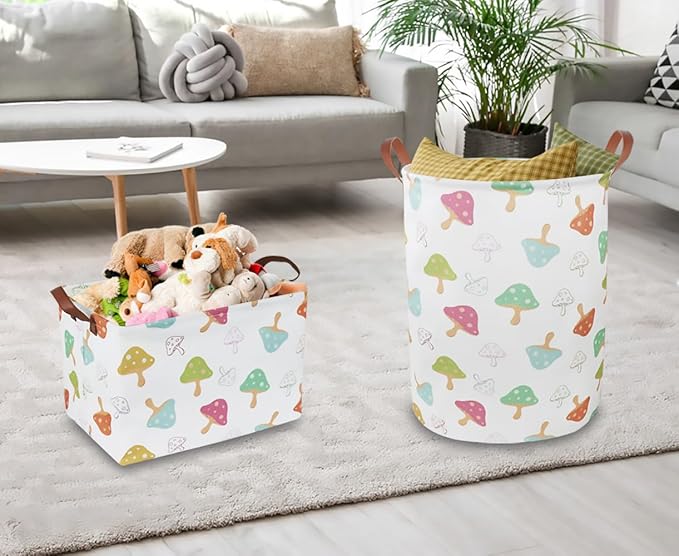 CLOCOR Rectangular Storage Basket,Waterproof Gift Basket,Room Decor(Mushroom)