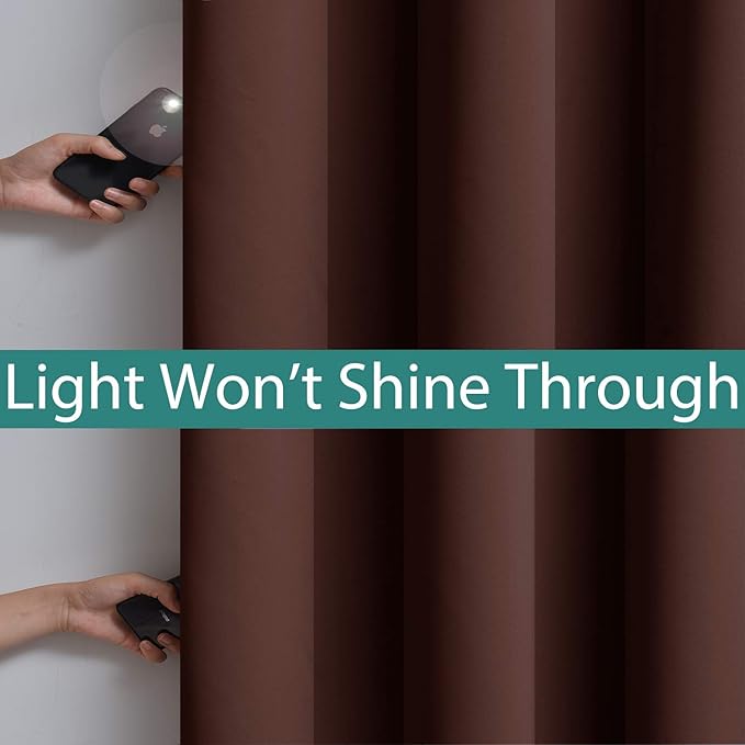 Yakamok 100% Blackout Patio Door Curtain Panels - Extra Wide, Sliding Glass Door Curtain Grommet Drapes, Thermal Curtain for Sliding Glass Door, Chocolate Brown, W100 x L84, 1 Panel