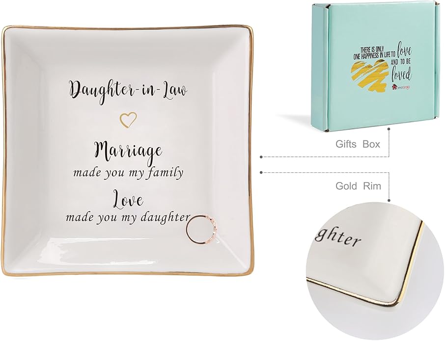 HOME SMILE Ceramic Ring Dish Jewelry Tray for Mom Sister Friends