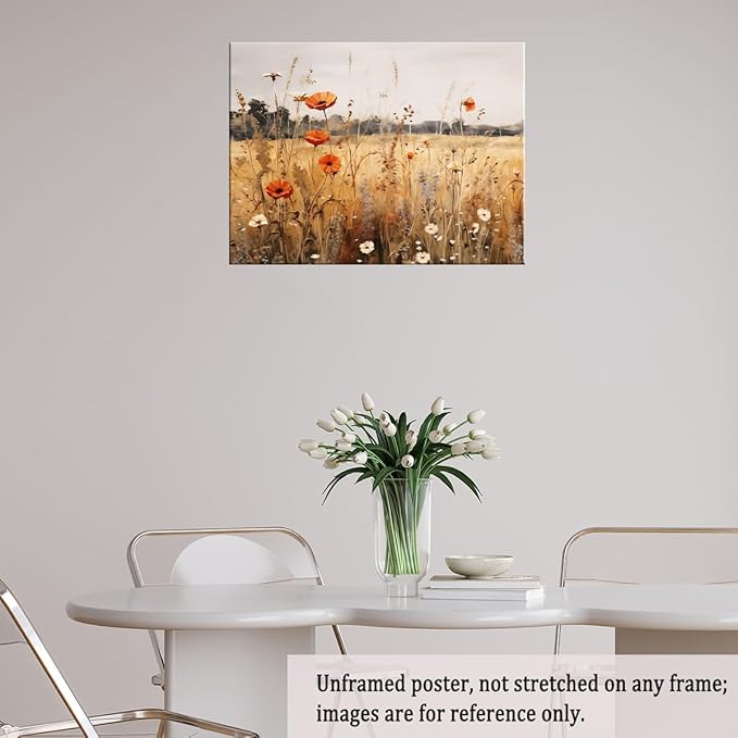 Fall Wildflowers Wall Art Autumn Flowers Wall Decor Wildflower Canvas Print posters Autumn Aesthetic Decor 20x30"Unframed